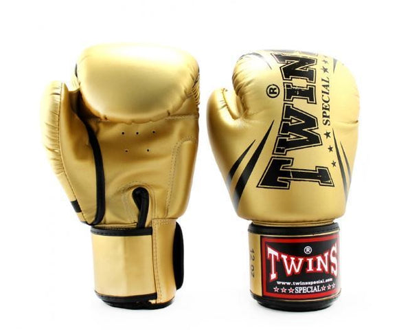 TWINS BOXING GLOVES FBGVS3-TW6 GOLD BLACK – The Muaythai supply