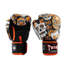 Twins Orange Sugar skull gloves