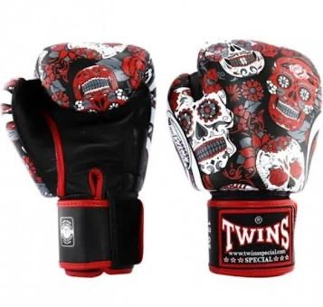 Twins Red Sugar skull gloves